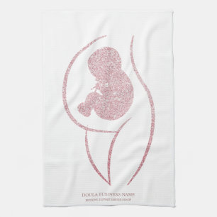 Minimalistische Silhouette von Mutter und Baby Geschirrtuch