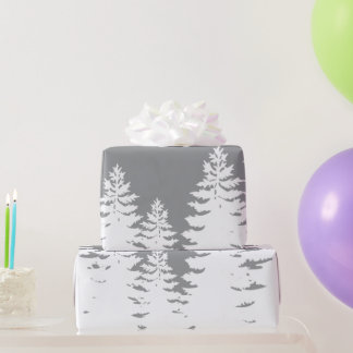 Minimalistische Silhouette von Pinienbäumen       Geschenkpapier