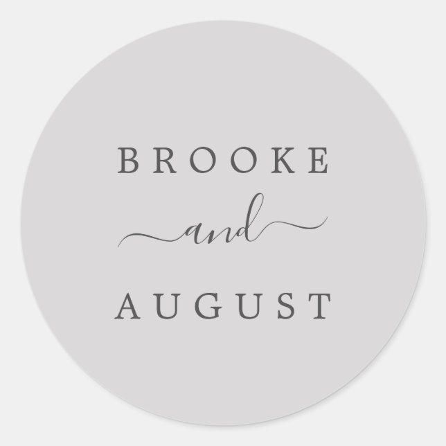 Minimalistische Silver Gray Wedding Umschlag Aufkl Runder Aufkleber (Vorderseite)