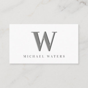 Minimalistische Silver Monogram Logo-Embossed Effe Visitenkarte