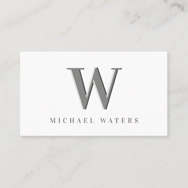 Minimalistische Silver Monogram Logo-Embossed Effe Visitenkarte (Vorderseite)