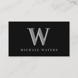 Minimalistische Silver Monogram Logo-Embossed Effe Visitenkarte