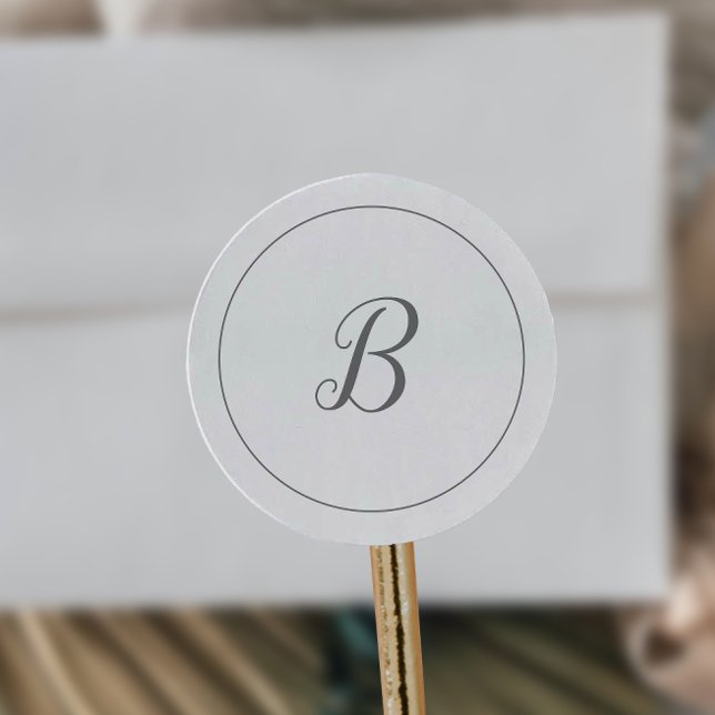 Minimalistische Silver Monogram Wedding Umschlag A Runder Aufkleber (Von Creator hochgeladen)