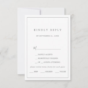Minimalistische Silver Typografy Menü Auswahl RSVP