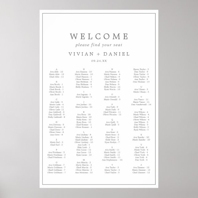 Minimalistische Silver Typografy Seekarte Poster (Vorne)