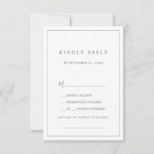 Minimalistische Silver Typografy Song Request UAWG RSVP Karte