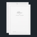 Minimalistische Silver Wedding Advice Card Hinweiskarte<br><div class="desc">Diese minimalistisch silberne Hochzeitsratenkarte ist perfekt für eine einfache Hochzeit und kann für jede Veranstaltung verwendet werden. Das moderne romantische Design besticht durch klassische silbergraue und weiße Typografie gepaart mit einer rustikalen und eleganten Kalligraphie mit Vintagem handgeschriebenem Stil. Anpassbar in jeder Farbe. Behalt das Design einfach und elegant, wie es...</div>