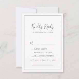 Minimalistische Silver Wedding Song Request RSVP C Karte