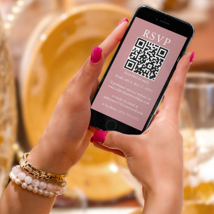 Minimalistische Simple Wedding QR UAWG Dusty Rose Karte