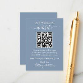 Minimalistische Simple Wedding Website QR Dusty Bl Begleitkarte