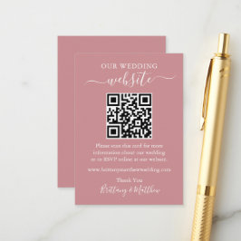 Minimalistische Simple Wedding Website QR Dusty Ro Begleitkarte