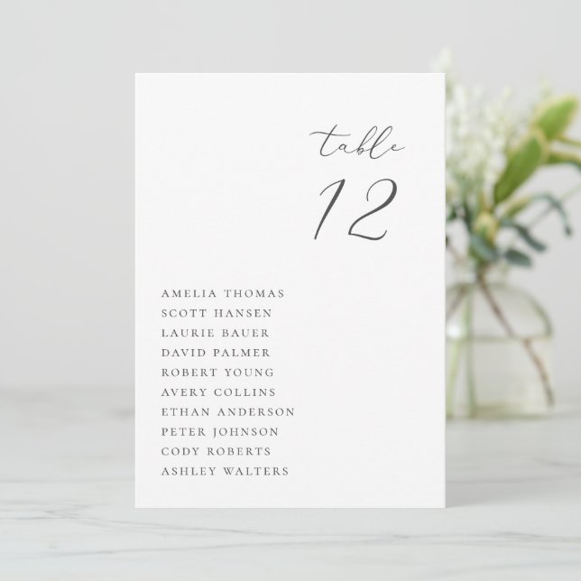 Minimalistische Sitzkarte für Hochzeitstische Einladung (Stehend Vorderseite)