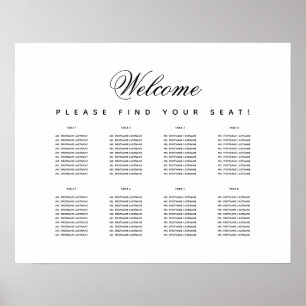 Minimalistische Sitzordnung mit 8 Tischen in Schwa Poster