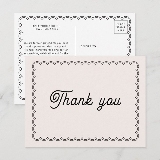 Minimalistische Skalierte Grenze Danke Postkarte (Vorne/Hinten)