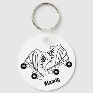 Minimalistische Skate mit schwarzen und weißen Rol Schlüsselanhänger