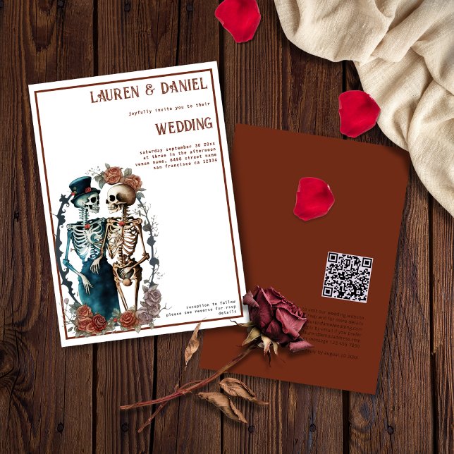 Minimalistische Skeleton Couple Wedding Einladung (Von Creator hochgeladen)