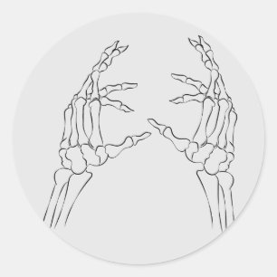 Minimalistische Skeletthandaufkleber Runder Aufkleber
