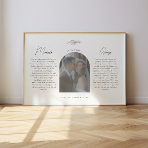 Minimalistische Skript-Hochzeitsgelübde mit Foto-T Poster