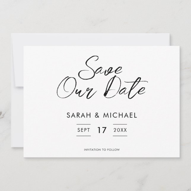 Minimalistische Skripteinblendung Datum speichern Save The Date (Vorderseite)