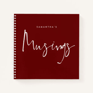 Minimalistische Skriptfiguren Name Burgundy Notizbuch