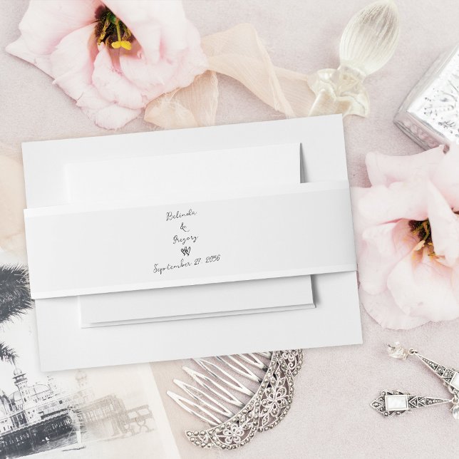 Minimalistische Skripthandschrift Schriftliche Typ Einladungsbanderole (Minimalist Script Hand Written Typography Wedding Invitation Belly Band)