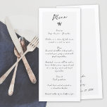 Minimalistische Skripthandschrift Schriftliche Typ Menükarte<br><div class="desc">Eine schöne einfache minimalistische handgeschriebene Schrift Typografie Hochzeitsdesign. Ein einzigartiges Design,  das einen persönlichen klassischen kalligraphischen Hochzeitsstil verwendet. Modernes,  handgeschriebenes Briefdesign in Weiß- und Grautönen. Ein elegantes Hochzeitsmenü mit modernen,  aber traditionellen Elementen. Auch die passenden Hochzeitseinladungen und andere Schreibwaren sind verfügbar.</div>