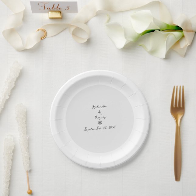 Minimalistische Skripthandschrift Schriftliche Typ Pappteller (Hochzeit)