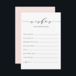 Minimalistische Skriptwünsche für Braut und Bräuch Hinweiskarte<br><div class="desc">Minimalistisches Dainty Script wünscht die Bride and Groom Card. Moderne und elegante Hochzeitsnacht wünscht sich eine Karte mit kindischer Schrift,  klassischer Typografie und schwarz rosa Rückfarbe. Diese Hochzeitsnacht ist perfekt für jedes Hochzeitsthema. Passen Sie die Rückseite an,  indem Sie ein Foto oder ein anderes Bild hinzufügen.</div>