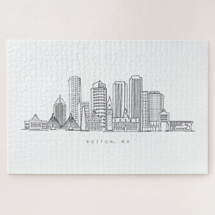 Minimalistische Skyline-Illustration in Boston Cit
