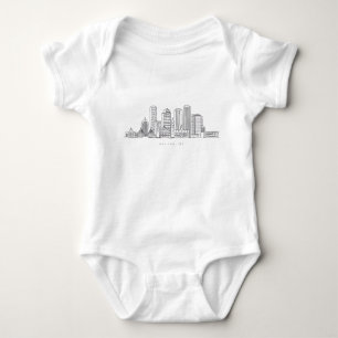 Minimalistische Skyline-Illustration in Boston Cit Baby Strampler