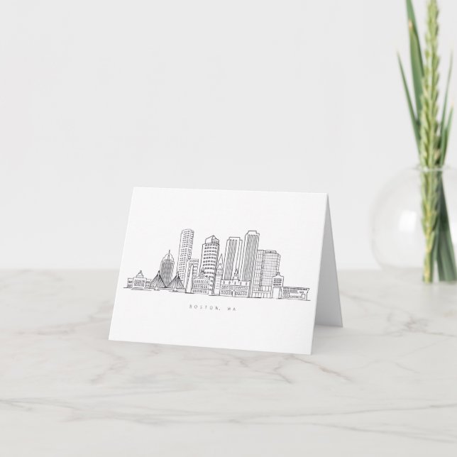Minimalistische Skyline-Illustration in Boston Cit Dankeskarte (Vorderseite)