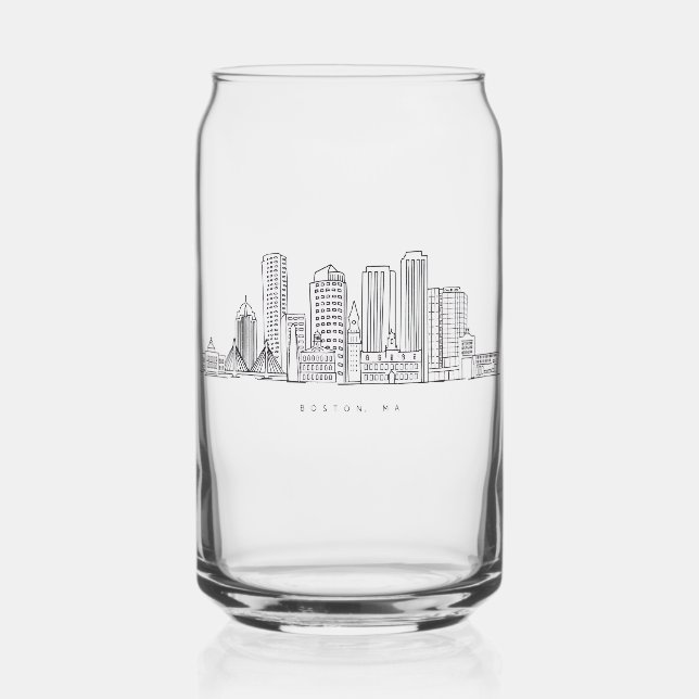 Minimalistische Skyline-Illustration in Boston Cit Dosenglas (Vorderseite)