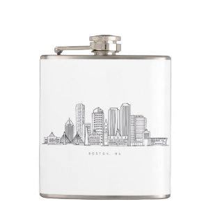 Minimalistische Skyline-Illustration in Boston Cit Flachmann