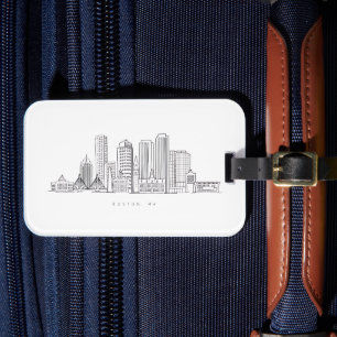 Minimalistische Skyline-Illustration in Boston Cit Gepäckanhänger
