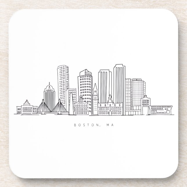 Minimalistische Skyline-Illustration in Boston Cit Getränkeuntersetzer (Vorderseite)