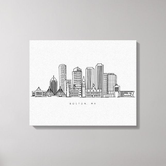 Minimalistische Skyline-Illustration in Boston Cit Leinwanddruck (Vorderseite)