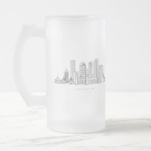 Minimalistische Skyline-Illustration in Boston Cit Mattglas Bierglas
