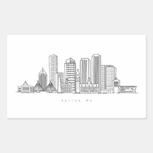 Minimalistische Skyline-Illustration in Boston Cit Rechteckiger Aufkleber