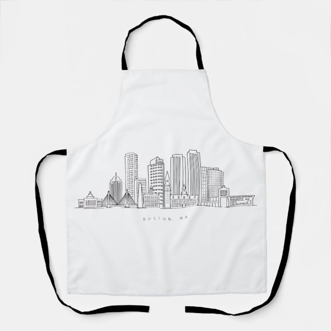 Minimalistische Skyline-Illustration in Boston Cit Schürze (Vorderseite)