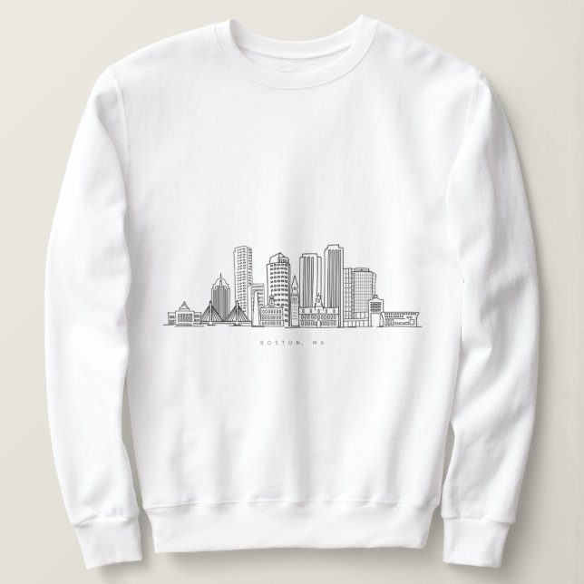 Minimalistische Skyline-Illustration in Boston Cit Sweatshirt (Design vorne)
