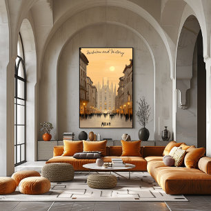 Minimalistische Skyline von Mailand – Sanfte Töne  Poster