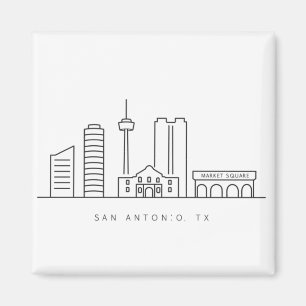 Minimalistische Skyline von San Antonio, Linienkun Magnet