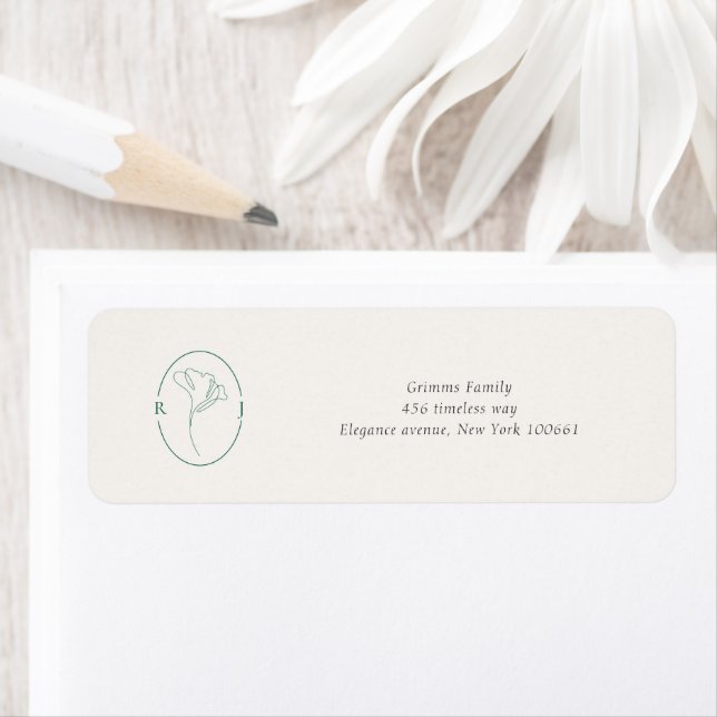 Minimalistische Smaragd-Monogramm-Hochzeitsadresse (Insitu)
