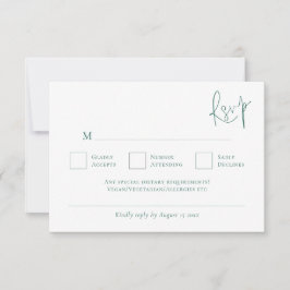 Minimalistische Smaragdgrüne Schrifthochzeit RSVP Karte