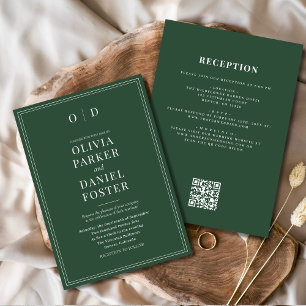 Minimalistische Smarald Green All in One Wedding Einladung