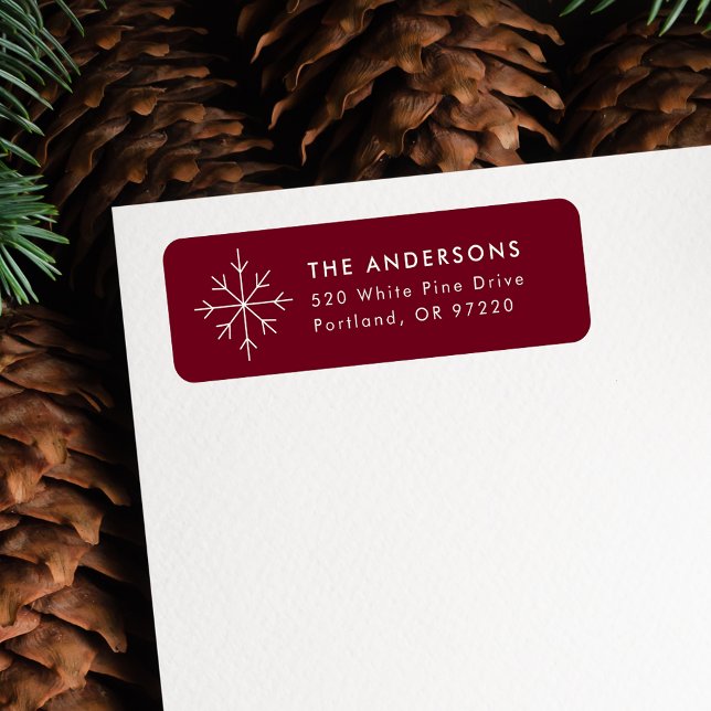Minimalistische Snowflake Cranberry Rücksendeadres (Von Creator hochgeladen)