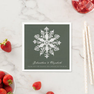 Minimalistische Snowflake-Hochzeit Green Serviette