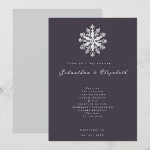 Minimalistische Snowflake-Hochzeit Plum Lila Programm
