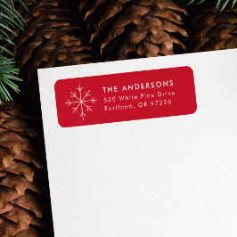 Minimalistische Snowflake Red Holiday Rücksendeadr