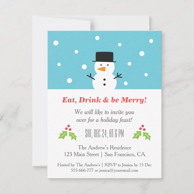 Minimalistische Snowman-WeihnachtsParty Einladung (Vorderseite)